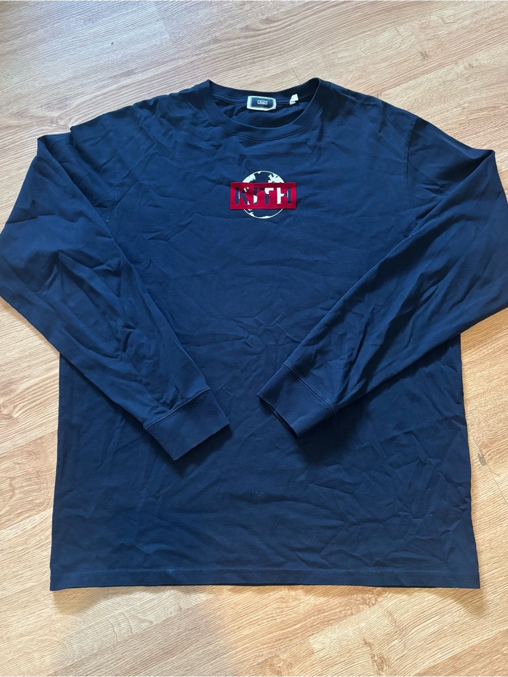 Kith Navy Long-Sleeve Tee with Red Logo